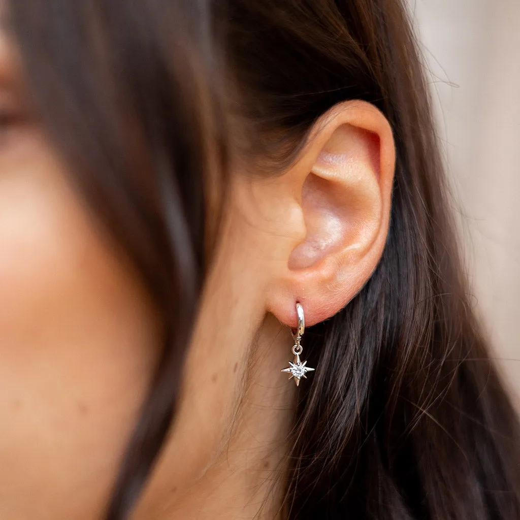 Star Dangle Hoop Earrings