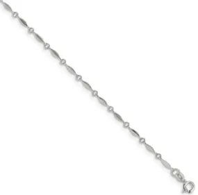 Sterling Silver Marquise Disc Anklet 10in w/ 1in ext.