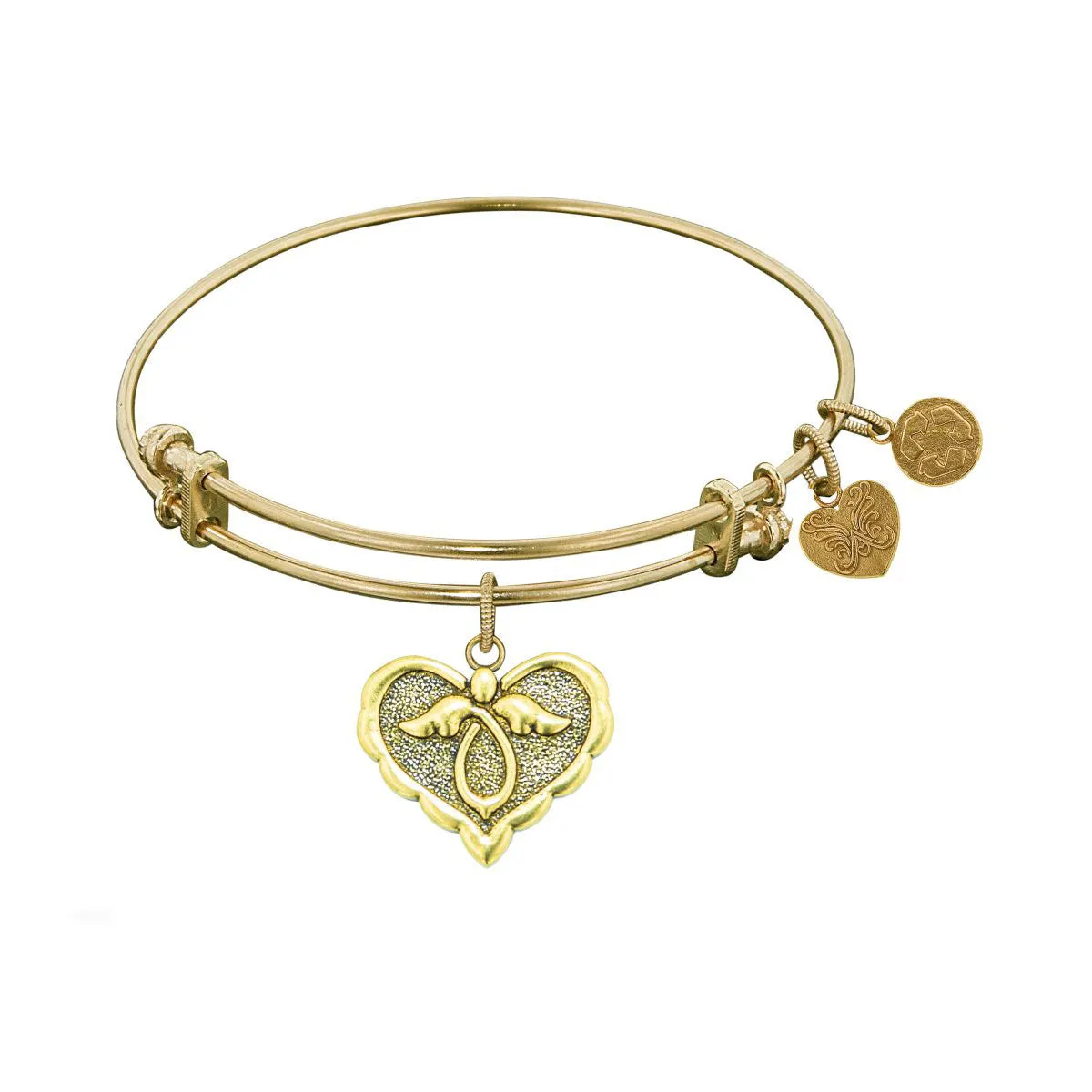 Stipple Finish Brass Angel Angelica Bangle Bracelet, 7.25"