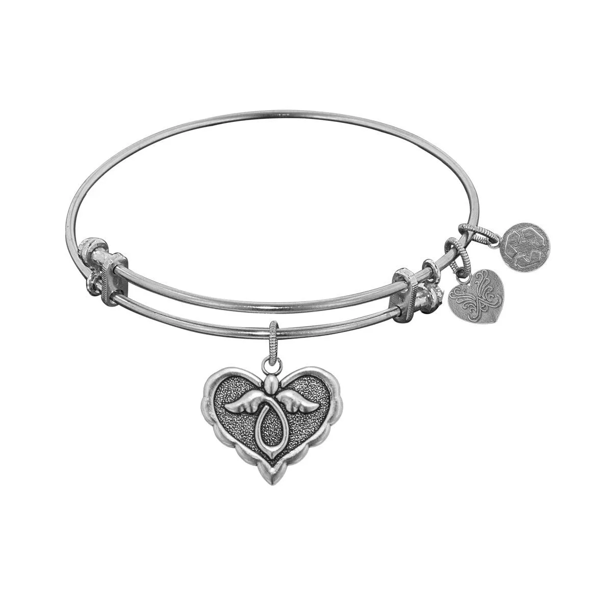 Stipple Finish Brass Angel Angelica Bangle Bracelet, 7.25"