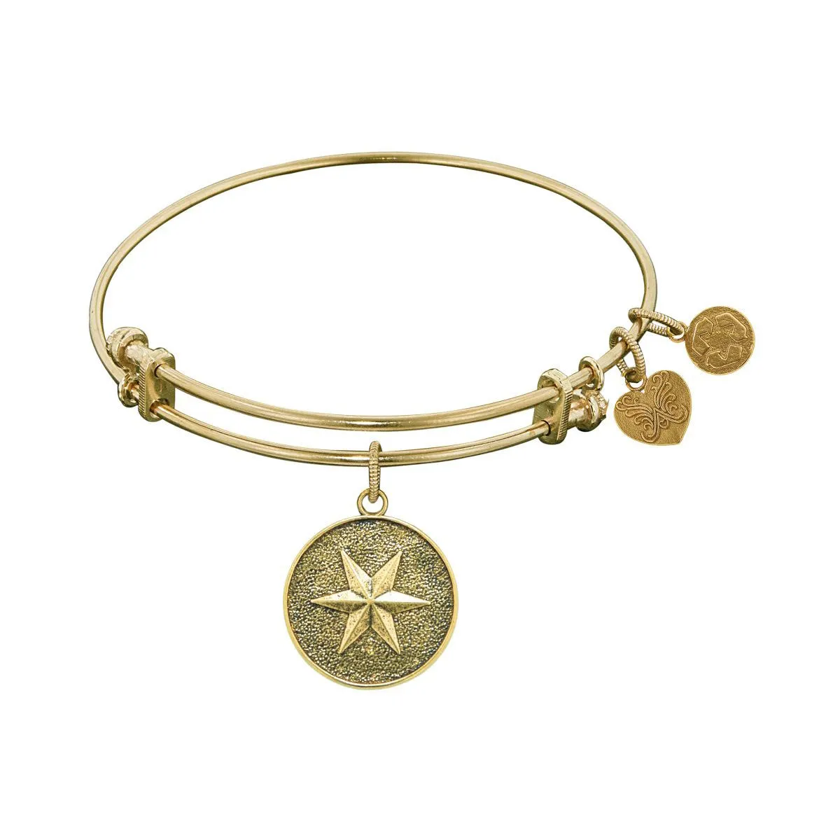 Stipple Finish Brass Hope Angelica Bangle Bracelet, 7.25"