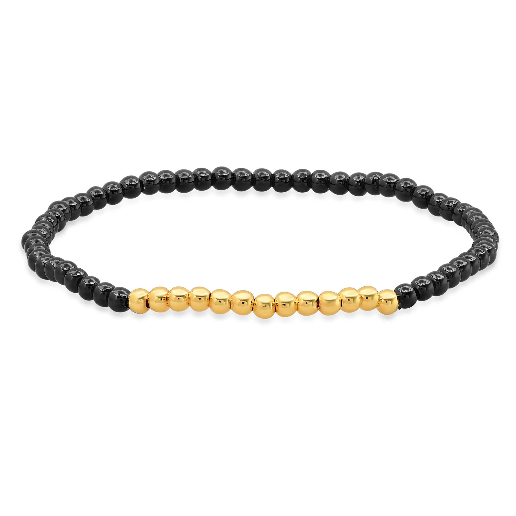 STRETCH BRACELET, BLACK & GOLD