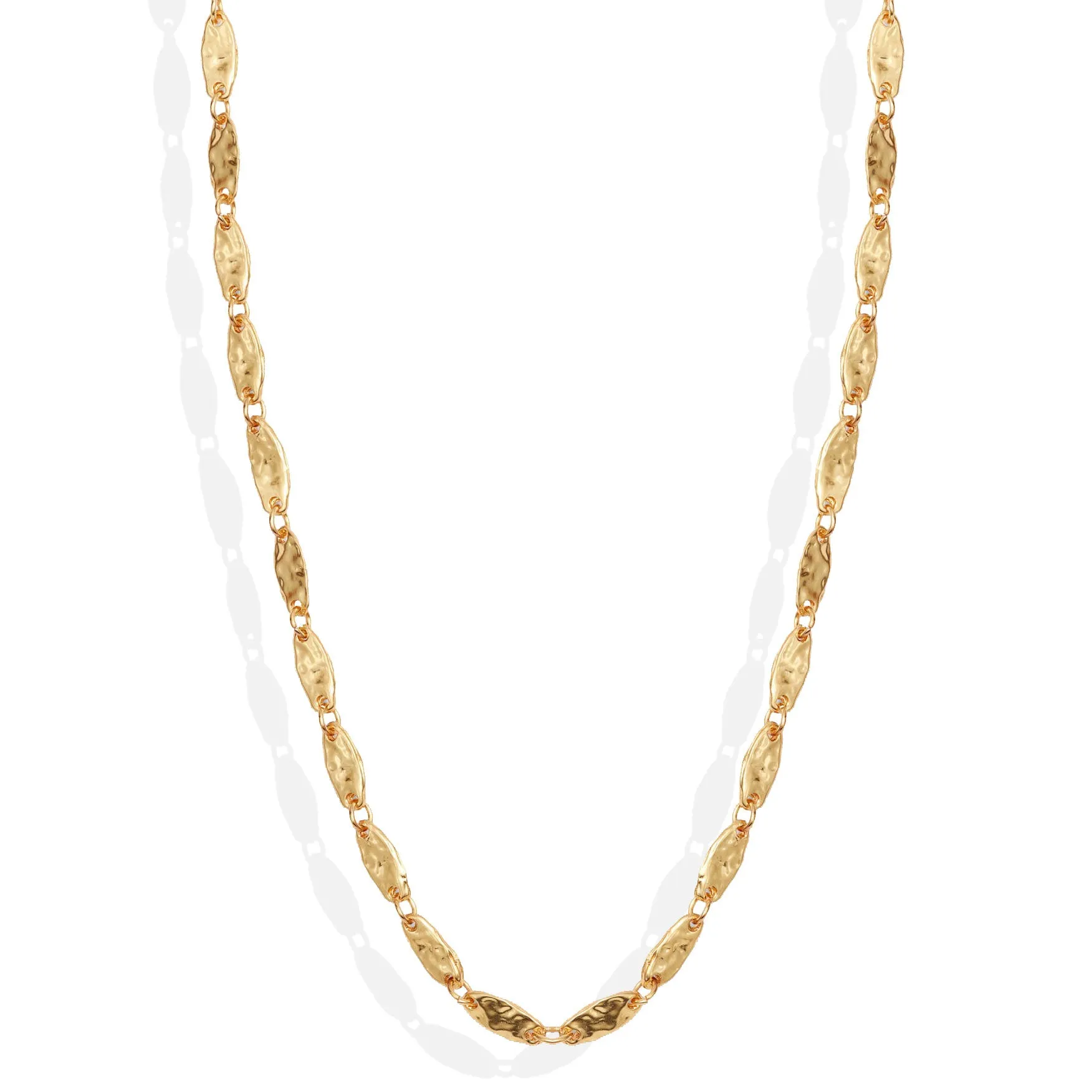 Textured Link Long Chain Necklace