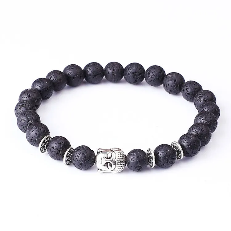 Tiger Eye Beads Bracelets Shakyamuni Buddha Bangles bijoux pulseras Rope Chain Natural Stone Volcanic Bracelet Women Men Jewelry