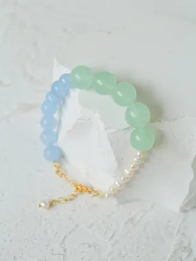 Vibrant Multicolored Gemstone and Pearl Beaded Bracelet-Blue Green Bracelet