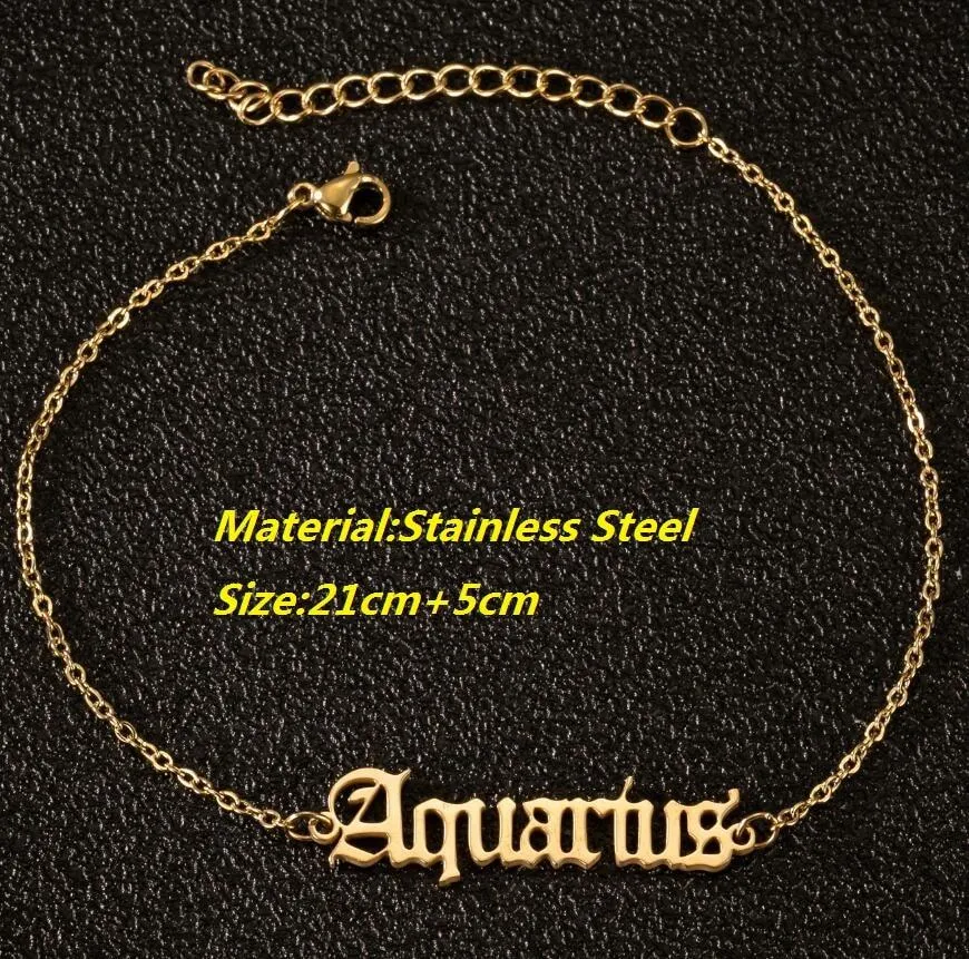 Vintage 12 Constellation Anklet For Women Zodiac Charm Jewelry