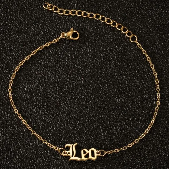 Vintage 12 Constellation Anklet For Women Zodiac Charm Jewelry