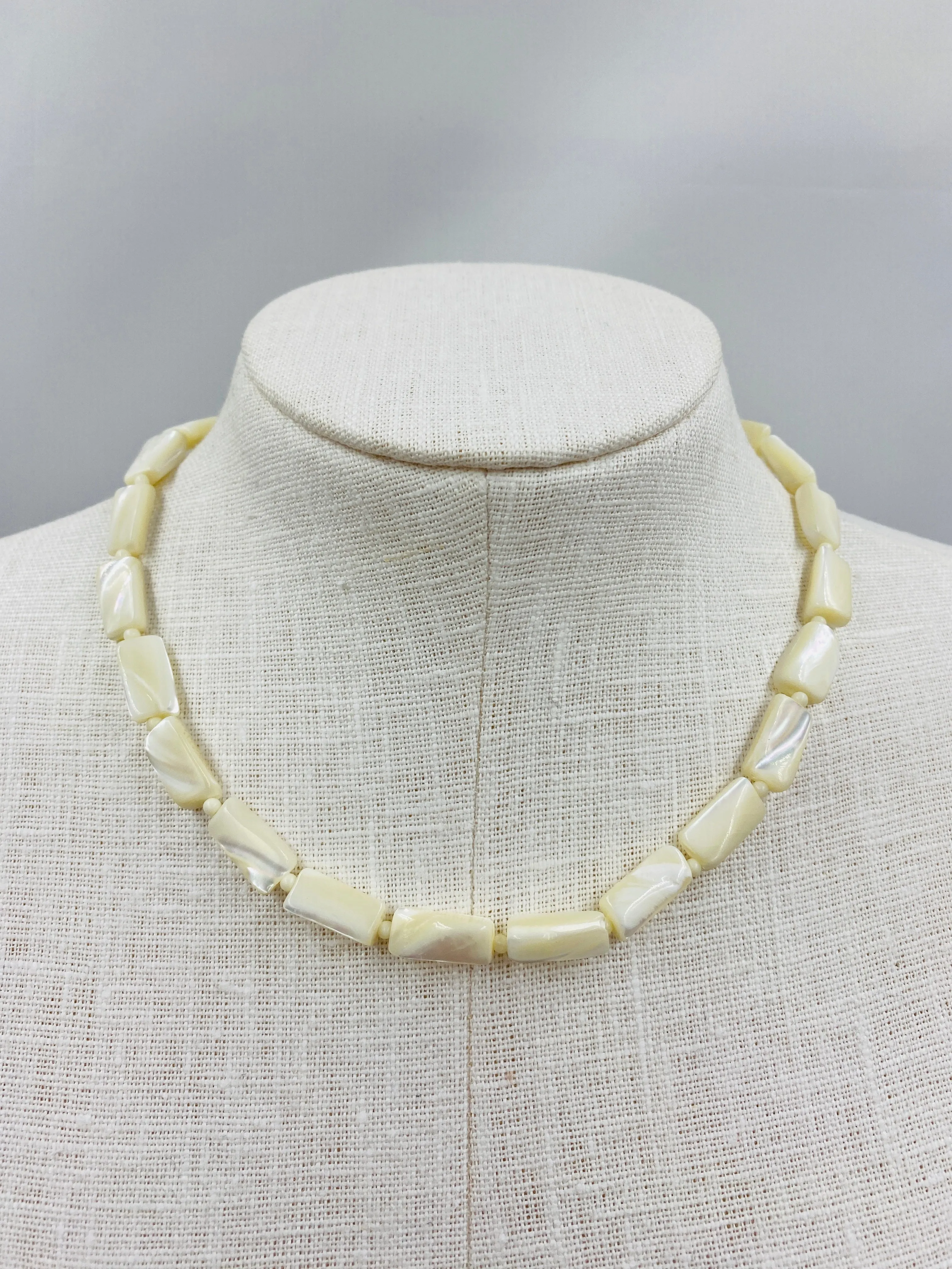 Vintage 1980s Rectangle Pearl Bead Necklace