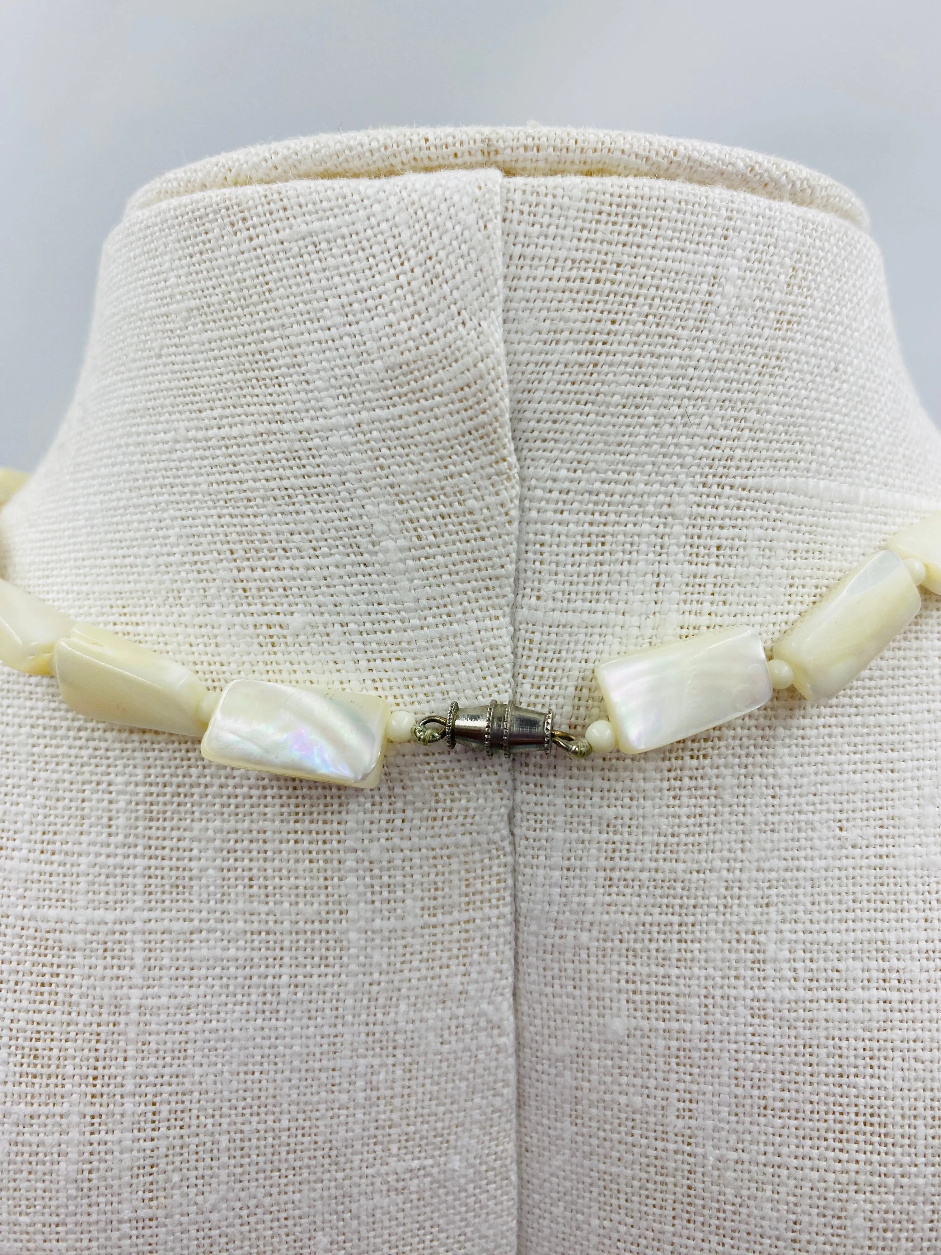 Vintage 1980s Rectangle Pearl Bead Necklace