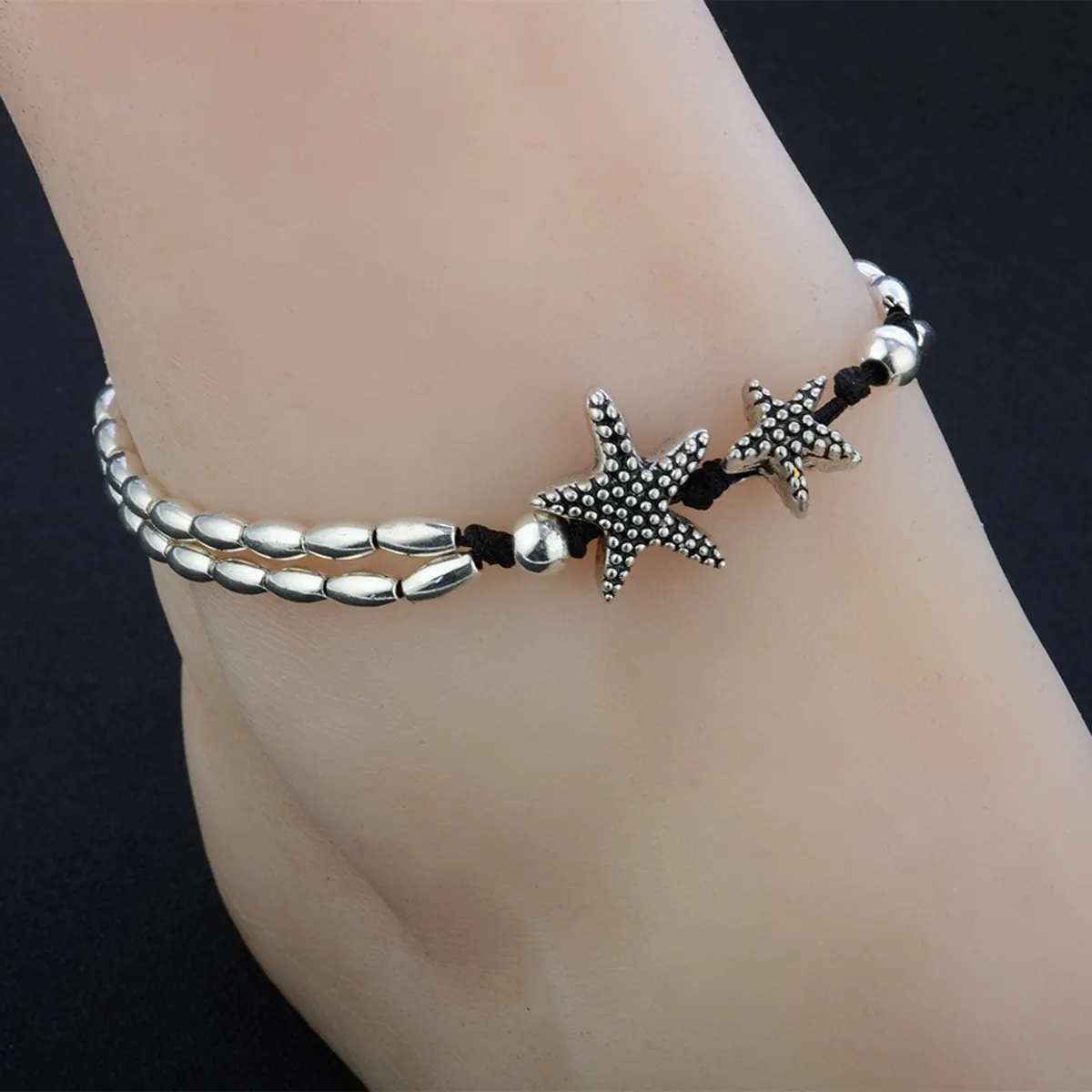 Vintage Bracelet Foot Jewelry Retro Anklet For Women Girls Ankle Leg Chain Charm Starfish Beads Bracelet Jewelry