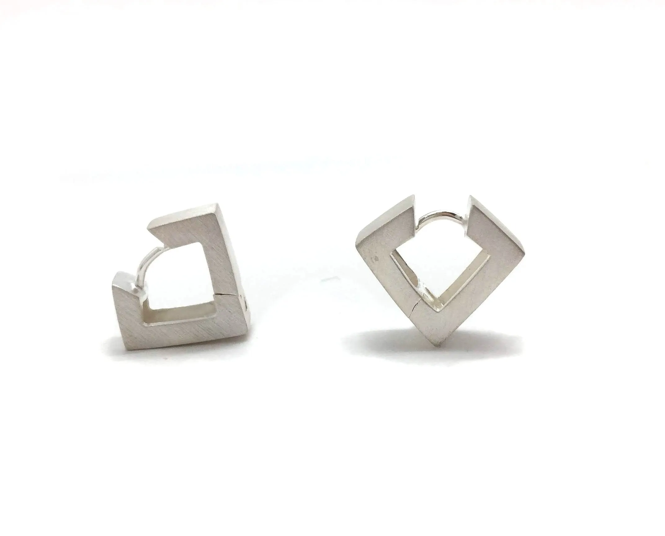 Wide Sharp 'V' Silver Hoops, Short